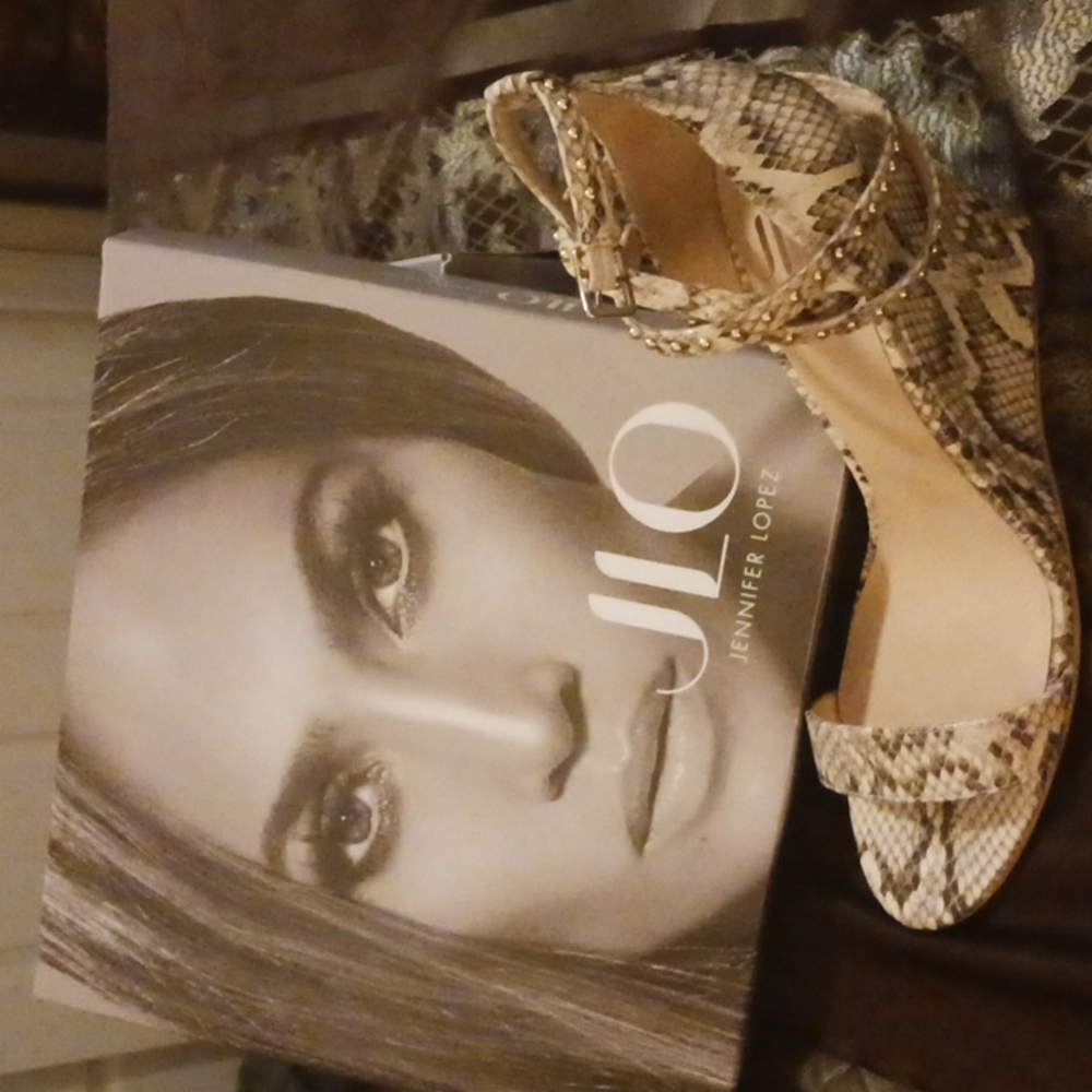 Jlo wedge strap open toe leopard print heel
